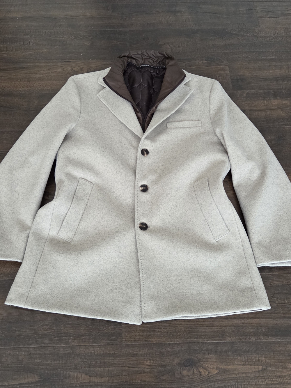 Camisería Canalejas Light Brown Wool-Blend Coat with Detachable Neck Lining